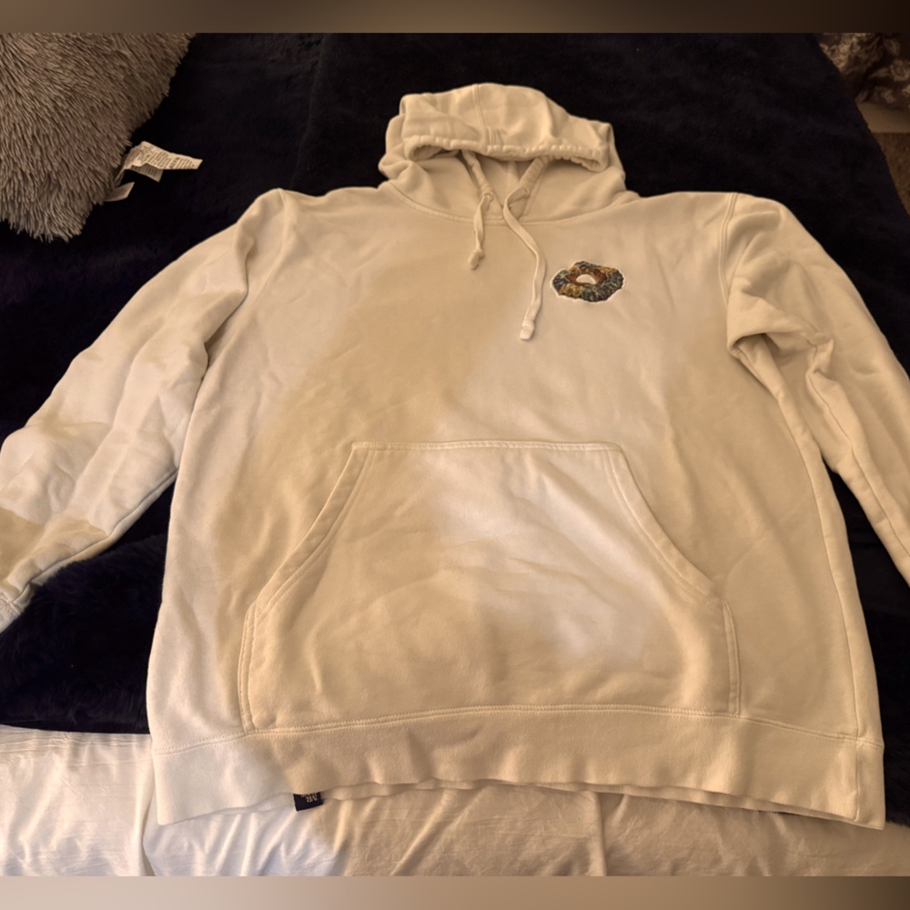 Cream Women's Pullover Hoodie with Small Chest Graphic
